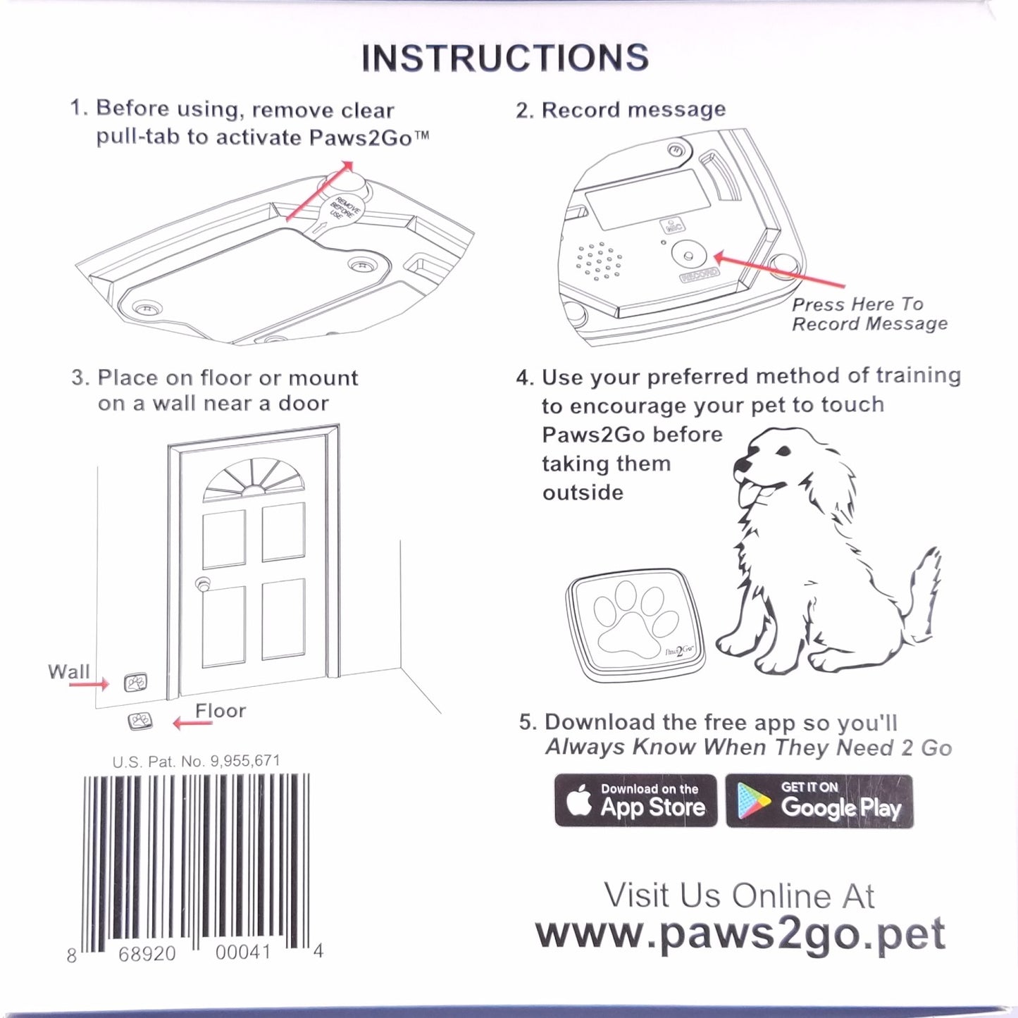 Back of Paws2Go Product Box